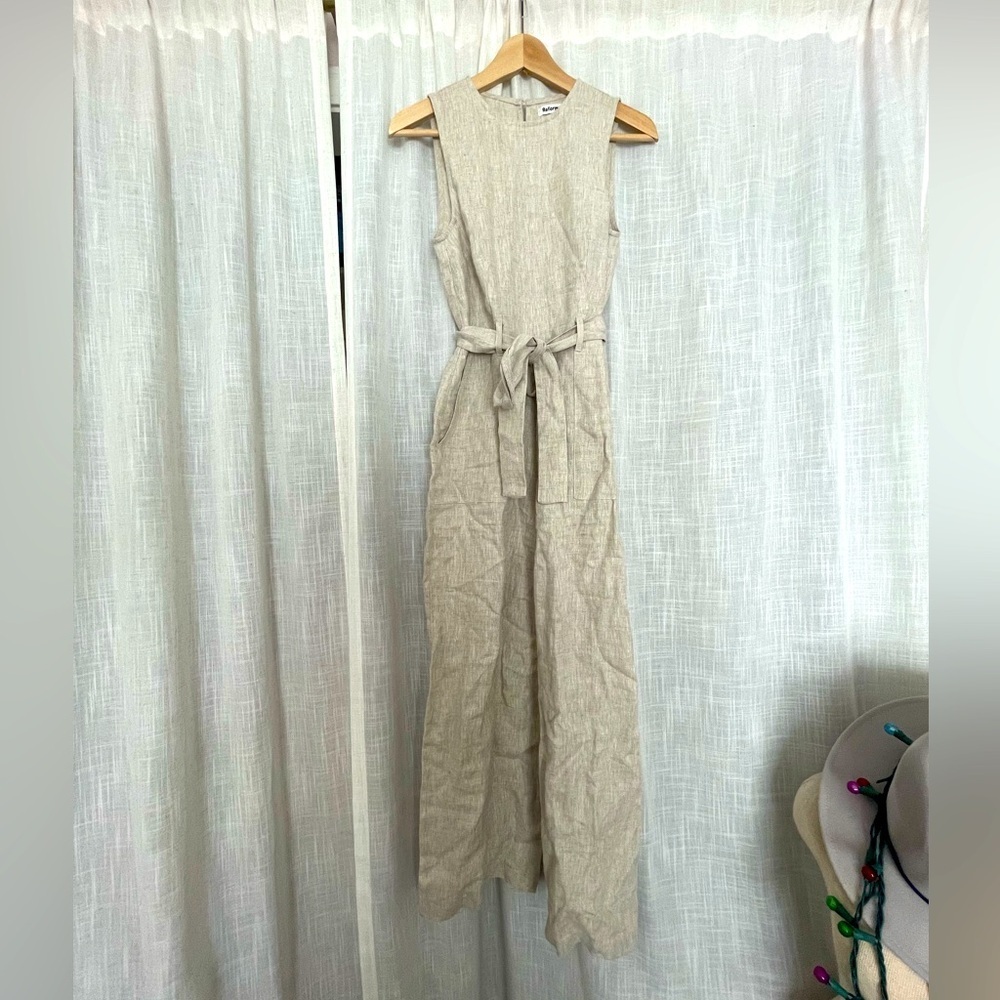 Reformation 100% linen Naomi jumpsuit in natural size 2 - Picture 5 of 10